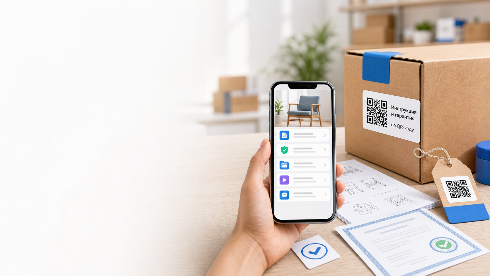 QR-код на упаковке открывает цифровой паспорт товара на смартфоне